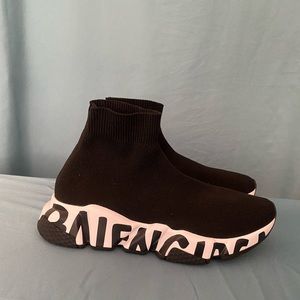 WOMEN'S SPEED RECYCLED KNIT SNEAKER IN BLACK/WHITE